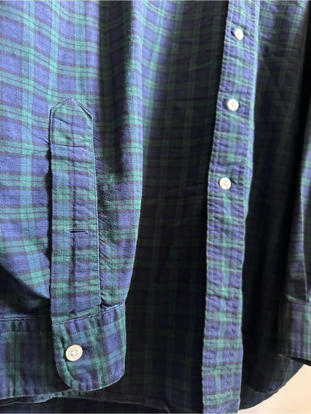 Ralph Lauren 3XLT Blackwatch Plaid Button Down Shirt Green Blue Cotton Tall - Picture 4 of 10